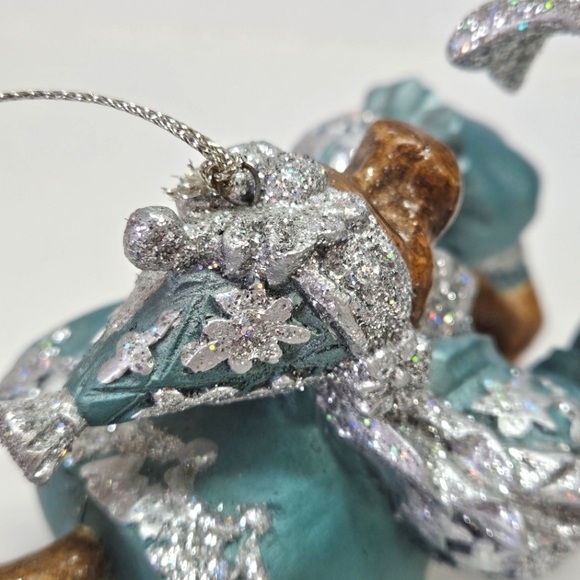 Rare Mark Roberts Monkey Blue & Silver Mascarade Jester Clown Holiday Ornament - Picture 5 of 8